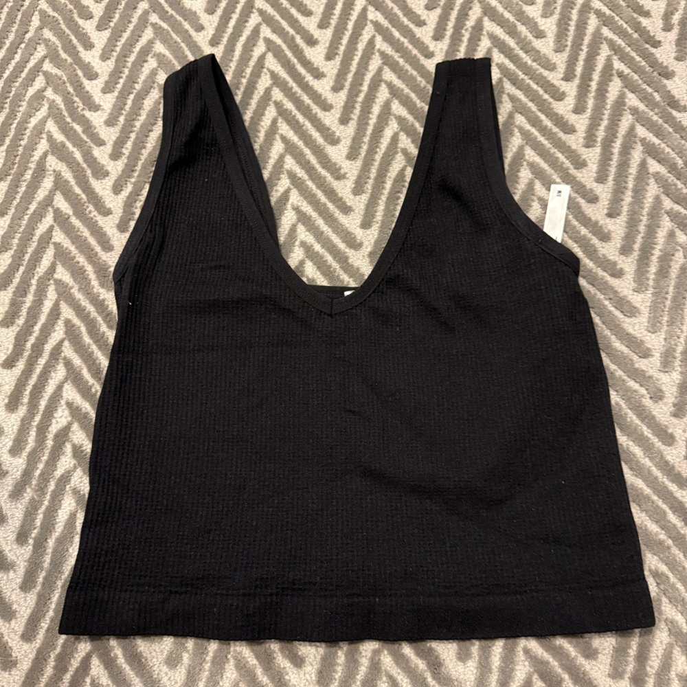 Stretch Ribbed Black Tank Top